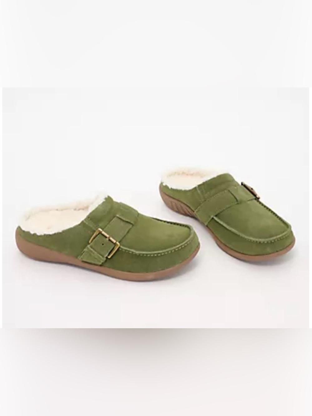 Revitalign Faux Fur Suede Buckle Mules - Siesta Snug